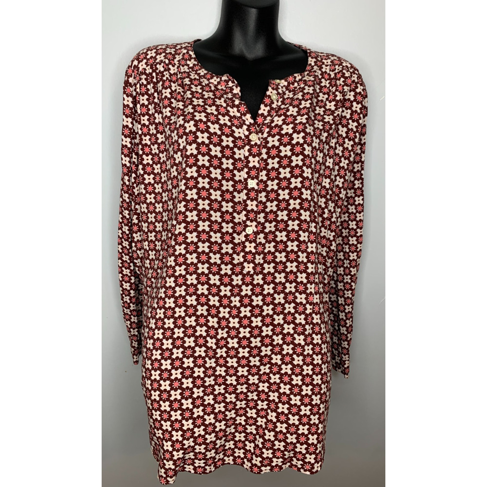 Loft Outlet Women's XL 3/4 Button Maroon, Pink, White Long Sleeve Blouse